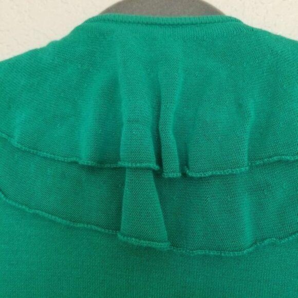 Red brand Ruffle layered Open Front Cardigan Sweater emerald green color size M - Picture 6 of 6